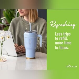 REDUCE 40 oz Tumbler with Handle and Straw, Stainless Steel with Sip-It-Your-Way
